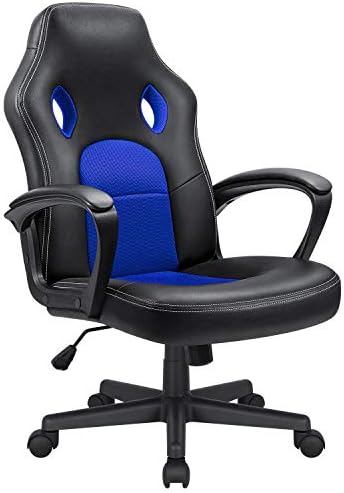 Office Gaming Chair High Back Leather Computer Chairs Ergonomic Height Adjustable Racing Game Desk Chair Executive Conference Task Chair (Blue)