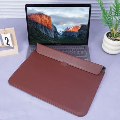 PU Leather Laptop Sleeve Case with Stand for 2026 MacBook Neo 13 A3404, 2026-2022 Air13.6'' M5 A3449 M4 A3240 M3 A3113 M2 A2681, 2018-2021 Air 13'', Laptop Bag for 2016-2022 Mac Pro13, Brown