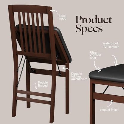 Folding Wood Dining Chairs, Padded, No Assembly, 2 Pack