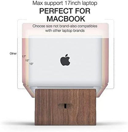 SAMDI Laptop Stand Wood, Wooden Cooling Computer Holder, Notebooks Desktop Mount for MacBook Air, Pro 13 15, iPad Pro 12.9, Dell XPS, Surface, Chromebook 11 to 17 (Walnut)