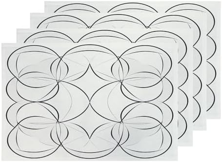 Shrahala Geometric Pattern Set of 4 12 X 18 Inch Linen Placemats, Symmetrical Circle Design Burlap Table Mat Washable Double Layered Heat Insulation for Indoor/Outdoor
