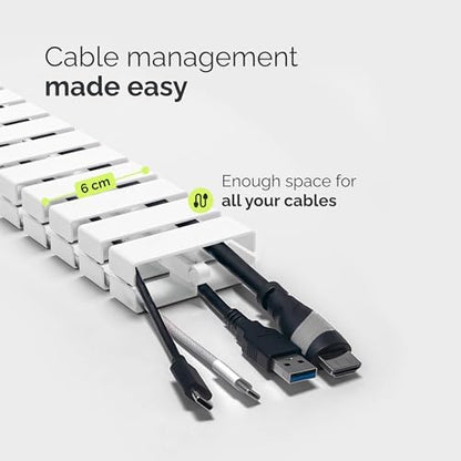 VALU Under Desk Cable Organizer, 49in - White, with Magnet