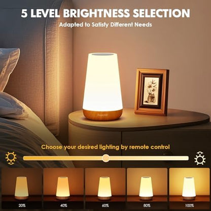 Auxmir Rechargeable Night Light, Remote Control Lamp, Light Brown-2 Pack