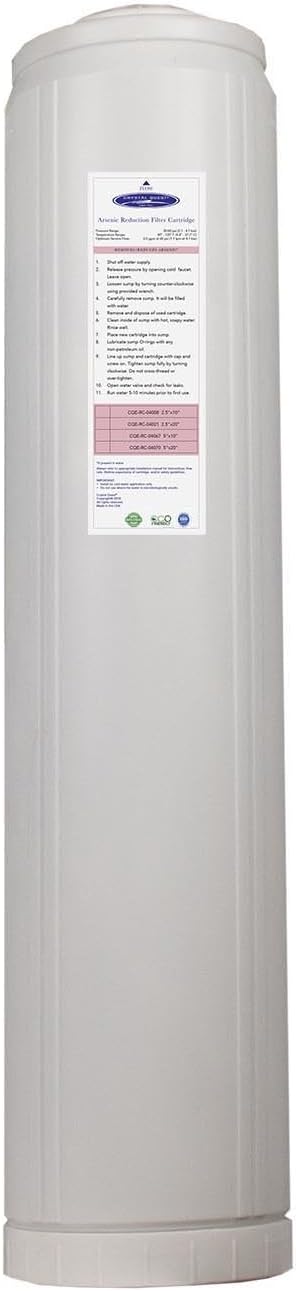 Crystal Quest Arsenic Water Filter Cartridge – Reduces Arsenic – Long Lasting, Easy to Install, High-Capacity, Steady 3 GPM Flow – Improves Water Quality for Home and Office - 4-5/8" x 20"