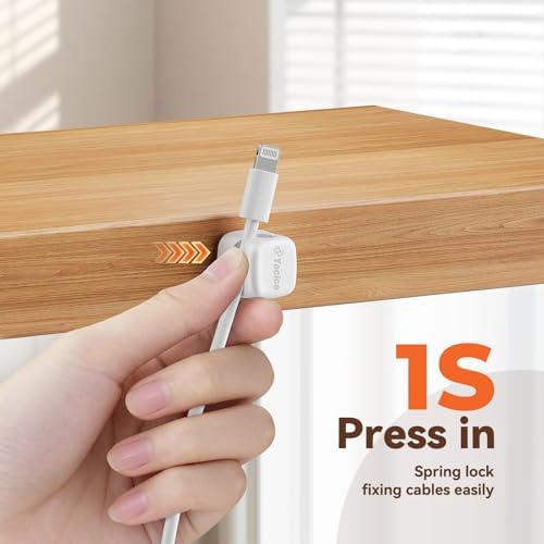 12Pack Cable Clips Cord Organizer for Desk, 360° Rotatable, White