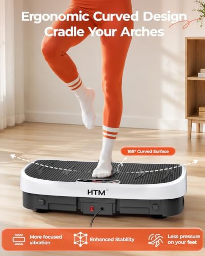 HTM Vibration Plate Exercise Machine, 9 Modes & 120 Speeds, Body Shake Plate with Resistance Bands Slot & Remote Control, Shake Board for Weight Loss Fat Burner Home Fitness Workout