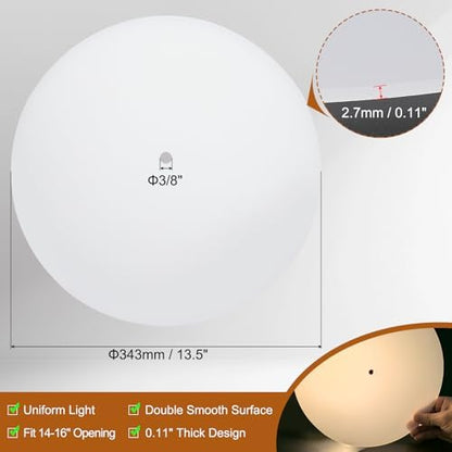 PATIKIL Lampshade Diffuser, 13.5" Diameter with 3/8" Center Hole Round Diffuser 2.7mm Thick for Drum Lampshades Pendants Light Fits 14-16" Openings, Translucent White