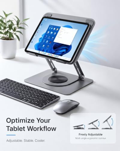 360° Rotating Laptop Cooling Pad with Detachable Magnetic Fan & 4 USB 3.0 Hub, Foldable Ergonomic Computer Riser, Compatible with MacBook Pro, Compatible with Dell, Fits 10-17” Laptops