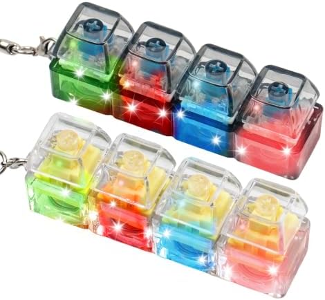 2Pcs Light Up Keyboard Fidget Toy, Clicky & Creamy Clicker Fidget Keychain
