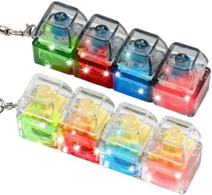 2Pcs Light Up Keyboard Fidget Toy, Clicky & Creamy Clicker Fidget Keychain