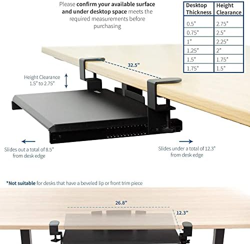 VIVO Dual 13 to 27 inch LCD Monitor Mount and Under Desk C-clamp 27 x 11 Keyboard Tray Kit, Heavy Duty, Fully Adjustable Stand and Slide-Out Platform (Bundle)
