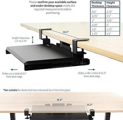 VIVO Dual 13 to 27 inch LCD Monitor Mount and Under Desk C-clamp 27 x 11 Keyboard Tray Kit, Heavy Duty, Fully Adjustable Stand and Slide-Out Platform (Bundle)