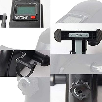 Portable Under Desk Bike Pedal Exerciser for Legs and Arms Mini Exercise Peddler Adjustable Resistance Multifunctional LCD Display (Black)