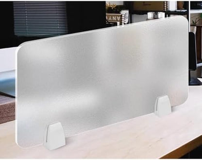 Acrylic Privacy Screen Divider, Portable Desk Panel for Workstations, Frosted Tabletop Partition for Offices & Schools (Clear-B, 100x30cm/39.4x11.8in)