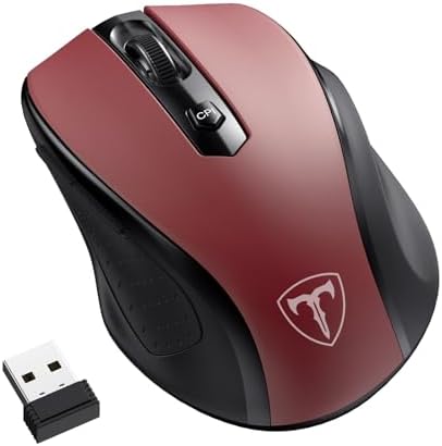 HOTWEEMS Ergonomic Wireless Mouse for Laptop, 2.4G USB Cordless Mice- Red