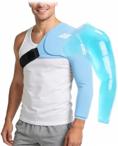 ComfiTECH Shoulder Arm Ice Pack Wrap for Pitcher & Recovery, Blue, L