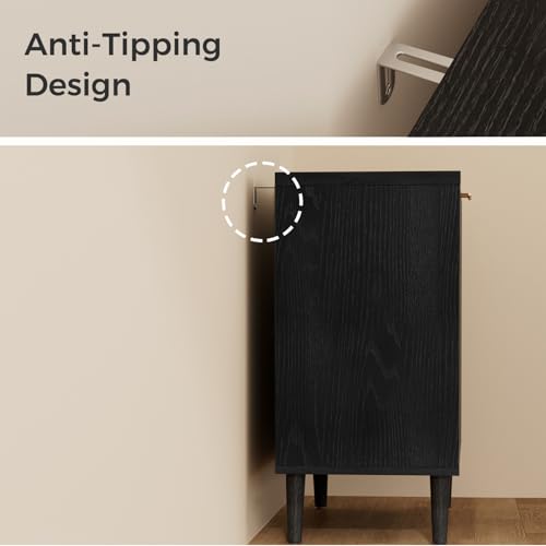 Fluted Buffet Cabinet with Storage, Modern Sideboard Cabinet