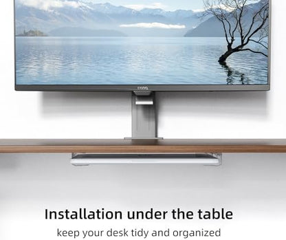 ELETIUO Clear Wall & Under Desk Laptop Mount Holder–Adhesive & Screw in,1.02"/ 26 mm,Anti-Scratch Pads,Universal for MacBooks,Surface,Keyboards,Tablets,Switch &More