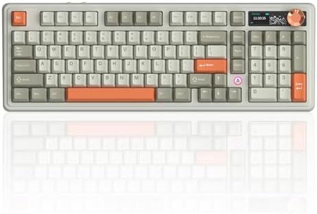 AJAZZ AK980 V2 Tri-Mode Wireless Creamy Mechanical Gaming Keyboard with TFT Smart Display Screen & Knob, 10,000mAh Battery, 98-Key Layout, Hot-Swappable, Gasket-Mounted, Quiet Computer Keyboard