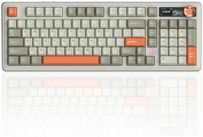 AJAZZ AK980 V2 Tri-Mode Wireless Creamy Mechanical Gaming Keyboard with TFT Smart Display Screen & Knob, 10,000mAh Battery, 98-Key Layout, Hot-Swappable, Gasket-Mounted, Quiet Computer Keyboard