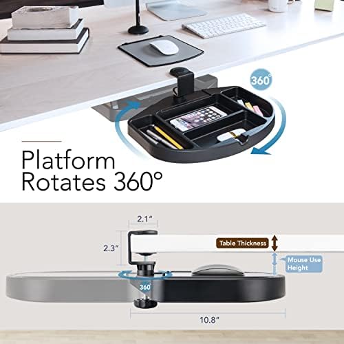 EHO Clamp-On Desk Organizer, Multifunctional with Pencil Drawer, Mouse Pad Storage, Swivel, Spill-Proof, Under Desk Storage, Easy Installation, Reduces Clutter, TAA-Compliant