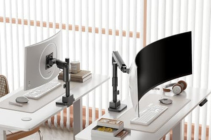 DIGITUS monitor mount – 1 screen – up to 57 inches – 27 kg load capacity – gas pressure spring – for flat and curved monitors – VESA 75x75 100x100 – rotate, swivel, tilt – black