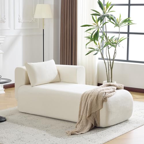 Upholstered Chaise Lounge Indoor, Boucle Comfy Fluffy Lounge Sofa