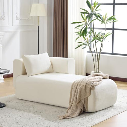 Upholstered Chaise Lounge Indoor, Boucle Comfy Fluffy Lounge Sofa