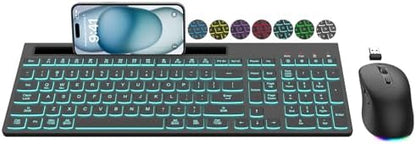 Wireless Keyboard and Mouse Combo, 7 Backlit Effects, Light Up Letters