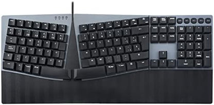 Perixx PERIBOARD-535BL ES Teclado dividido mecánico ergonómico con Cable - nterruptores Clicky Azules de Bajo perfil - Teclas programables - Compatible con Windows y Mac OS X - Tecla