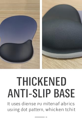 RAPIQUE Ergonomic Mouse Pad with Wrist Support, Memory Foam, Non-Slip Rubber Base, Comfortable Mousepad for Office & Gaming, Gray Black