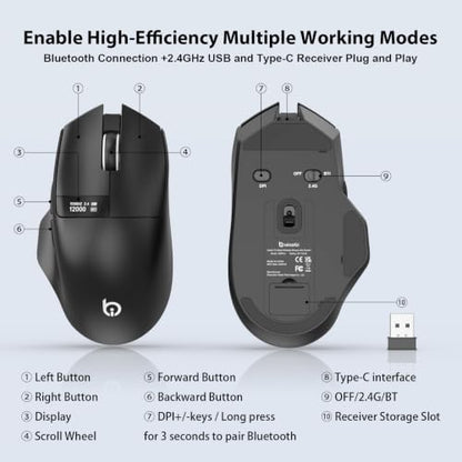 G9Pro Wireless Bluetooth Mouse with LED Screen Display