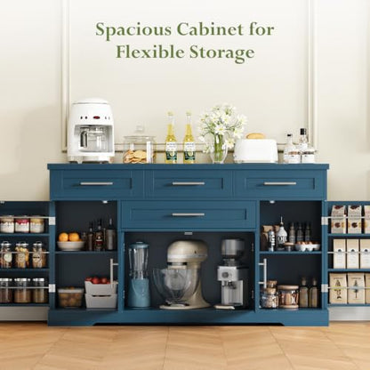 54" Sideboard Cabinet, Kitchen Buffet Cabinet with Storage, Blue