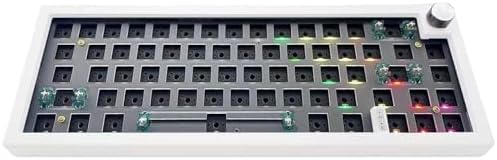 BOYI GMK67Pro Keyboard Barebones Kit,QMK/VIA Programmable BT5.0/2.4G/Type-C Tri-Mode Wireless RGB Gasket Mounted 65% Compact Custom RGB 4000mAh Mechanical Keyboard with Knob DIY Kit(White)