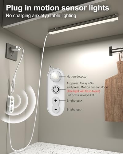 ASOKO Motion Sensor Dimmable Led Under Cabinet Light, 12" Daylight White