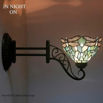 WERFACTORY Tiffany Wall Sconce Lamp Plug in Swing Arm Up Down Light