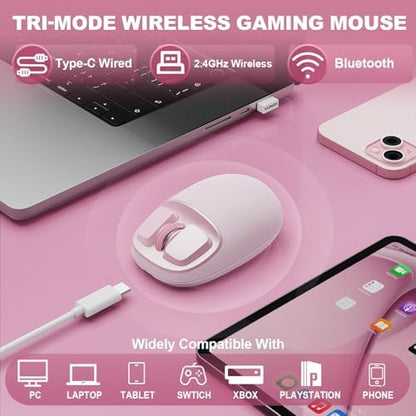 YUNZII C1 Wireless Tri-Mode Wireless Mouse 4800 DPI Optical (Pink)
