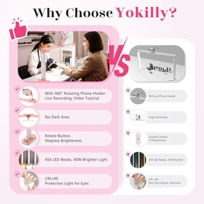 Yokilly Large Half Moon Light: 34" Shadow-Free Nail Light for Manicurist