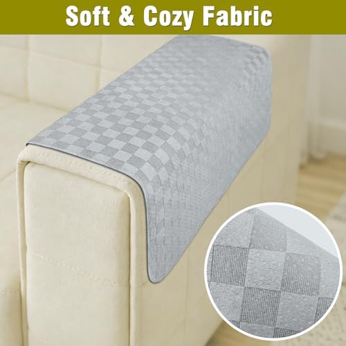 Couch Arm Covers, Sofa Arm Covers, Waterproof Armrest Cover for Sofa, Loveseat, Armchair, Anti-Slip Recliner Arm Cover, Headrest Cover, Arm Chair Covers Set of 2 (Gray, 24"×24")