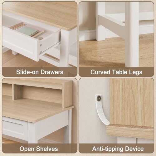 39 Inch Small Computer Desk with Drawer and Hutch