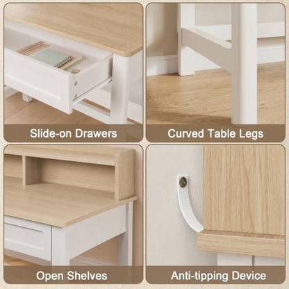 39 Inch Small Computer Desk with Drawer and Hutch