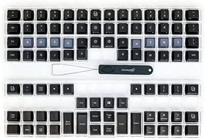Advantage360 Dvorak Black Keycap Set - PBT Plastic | Dye-Sublimated Legends | 92 Key Set | Logo Keycap Puller