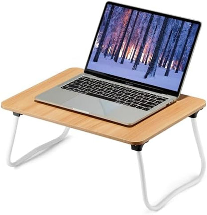 ZEAPTAC Laptop Bed Desk, Foldable Lap Desk, Portable Lap Table, Bed Table, Laptop Stand, Lightweight & Mini Table for Breakfast/Picnic/Drawing/Couch/Floor - Wood