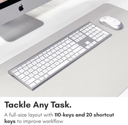 Macally Premium Bluetooth Keyboard and Mouse for Mac | Compatible Wireless Apple Keyboard and Mouse Combo (110 Keys Multi-Device Rechargeable) for MacBook Pro/Air and iMac