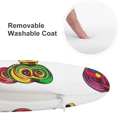 Colorful Roller Skates Round Memory Foam Seat Cushion with Removable Polyester Cover, Soft Breathable Slow Rebound Comfort Chair Pad for Dining Office Patio Kitchen and Home Furniture