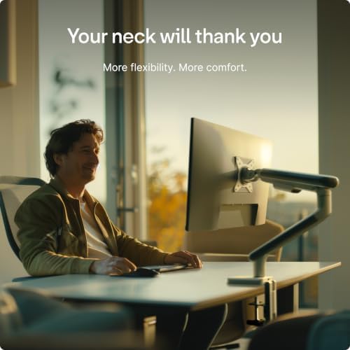 Desktronic Single Monitor Mount, Up to 34" & 8kg, 360° Rotation, Height Adjustable, Sturdy, Easy Install, for Large Screens, Ergonomic Design, Fits All VESA 75/100 Standards