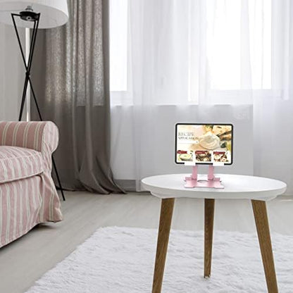 KABCON Tablet Stand,【Updated】 Adjustable Eye-Level Aluminum Solid Desktop Stand Holder,Compatible with iPad Series,Microsoft Surface Series,Samsung,Kindle Fire,Etc.Up to 15'' Tablets-Pink
