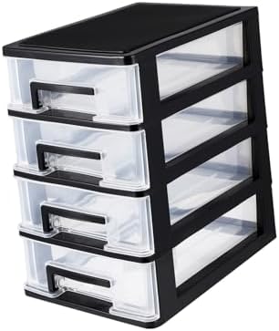 SEWACC 4 Layer Plastic Drawers, Desktop Organizer with Transparent Drawers