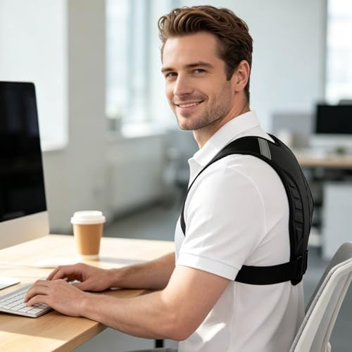 Posture Corrector for Women and Men Back Brace Upper Straightener Instant Support Hunchback Upright Straight Under Shirt Rounded Shoulder Relief Pain Correcting Spine Adjustable (S/M)