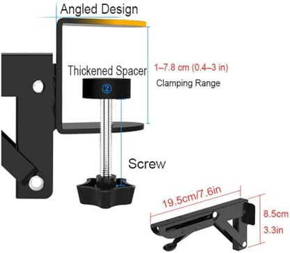 90° Foldable Desk Extender Armrest Shelf, Extended Desktop and Space Saver, Clamp-On Keyboard Drawer Tray, with Steel Bracket, Computer Elbow Arm Support(24x55cm(9.4x21.6in))